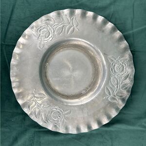 Rose Silver Pewter Wide Rim Tray Plant Saucer